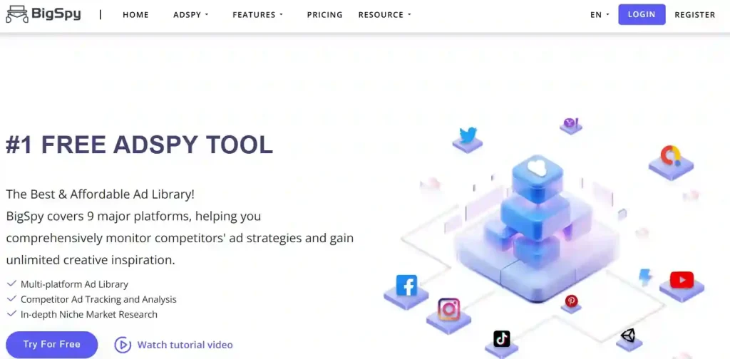 BigSpy multi-platform ad spy tool