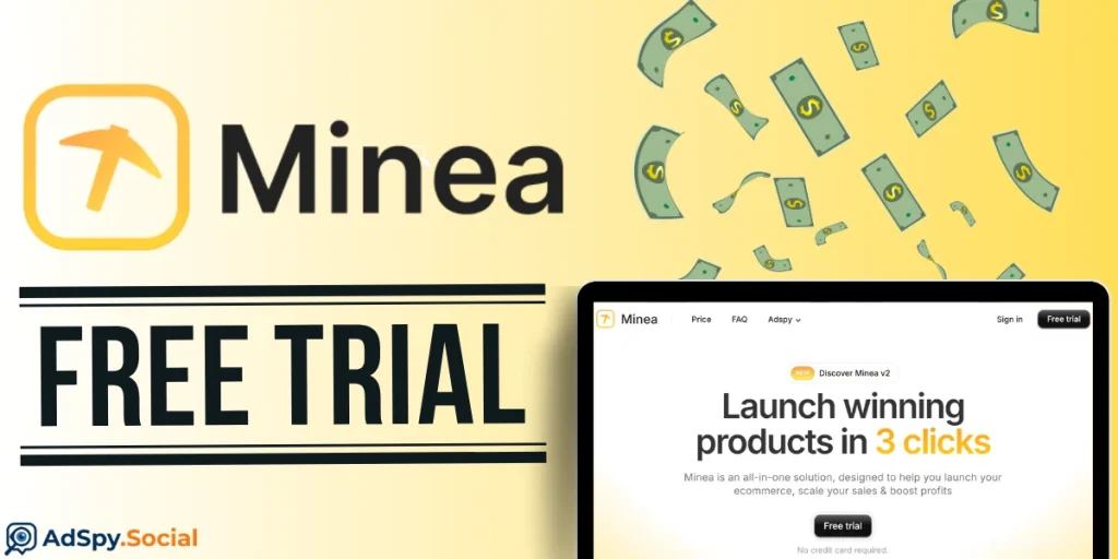Minea ad spy dashboard for winning products
