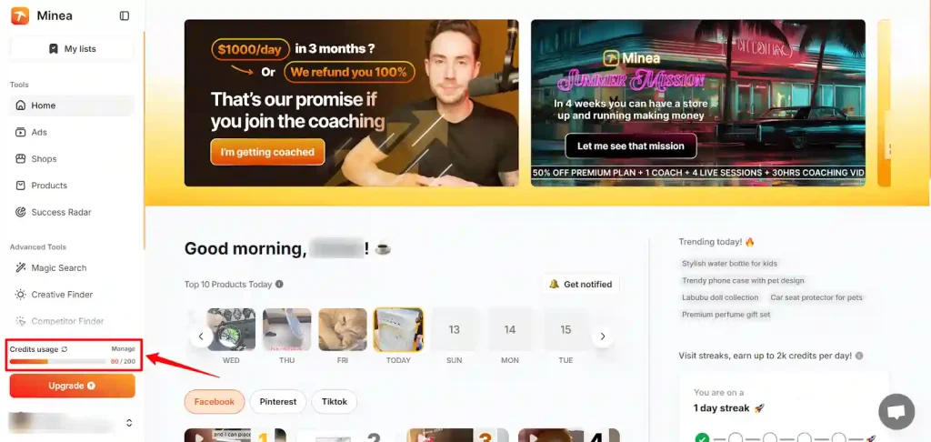 Minea - Log In and Start Researching