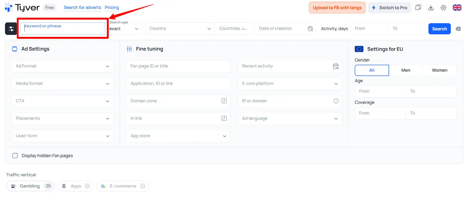 Tyver Keyword and Phrase Search